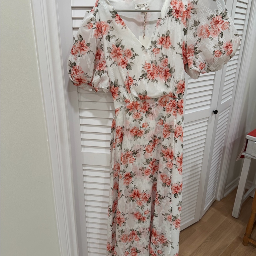 NWT White and Pink Floral Maxi Dress